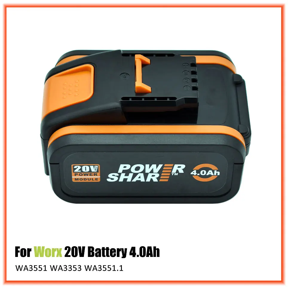 20V 4.0Ah Original Lithium ion Replacement Rechargeable Battery for Worx WA3551 WA3553 WX176 WX550 WX386 WX373 WX290 WX800 WU268