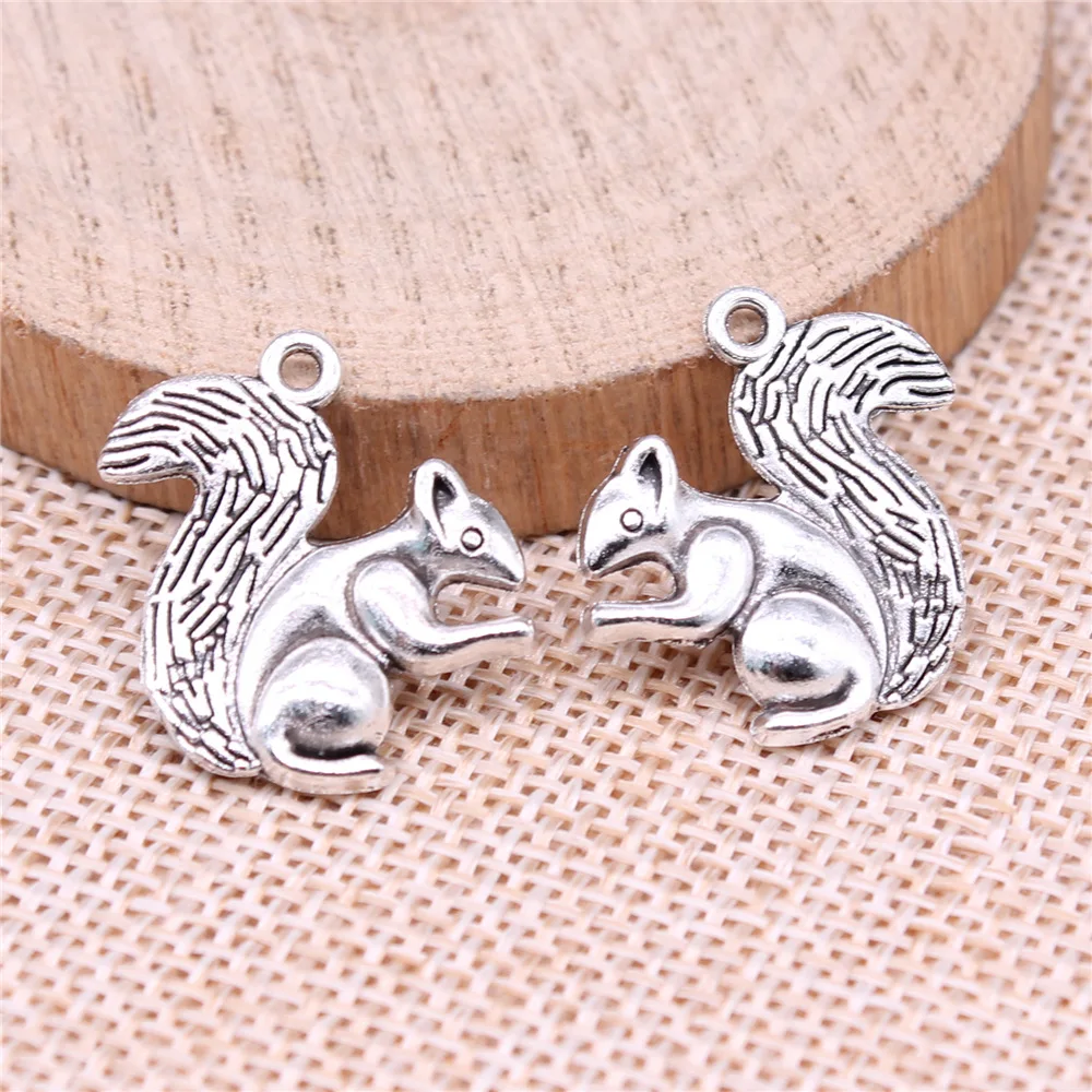 10pcs 21x21mm Squirrel Handmade Charms Pendant