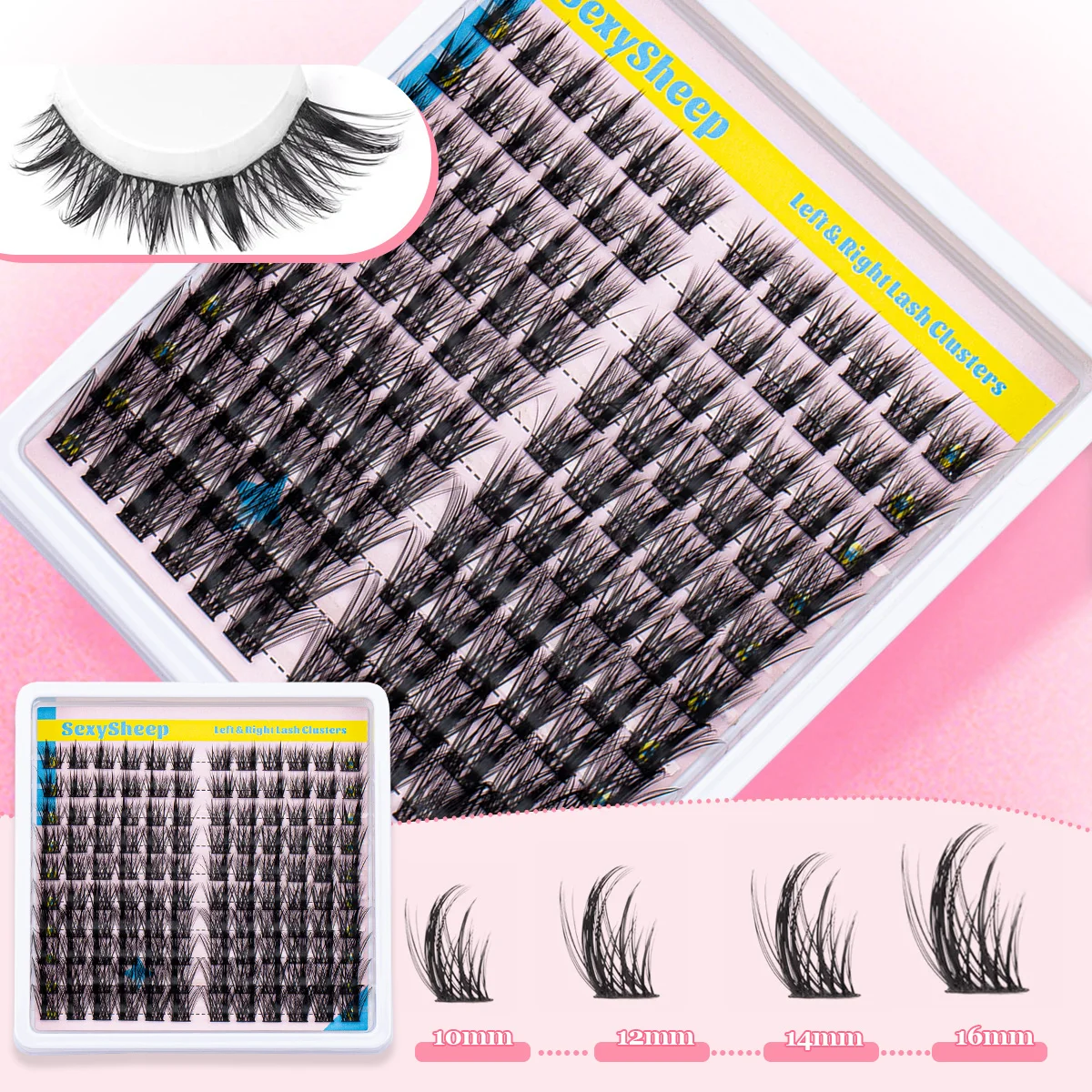 SEXYSHEEP Wimpers Cluster Kit Pluizige Wimper Extension Kit Volume Gemengde Lade Faux Nertsen Wimpers Lash Extension Make-Up