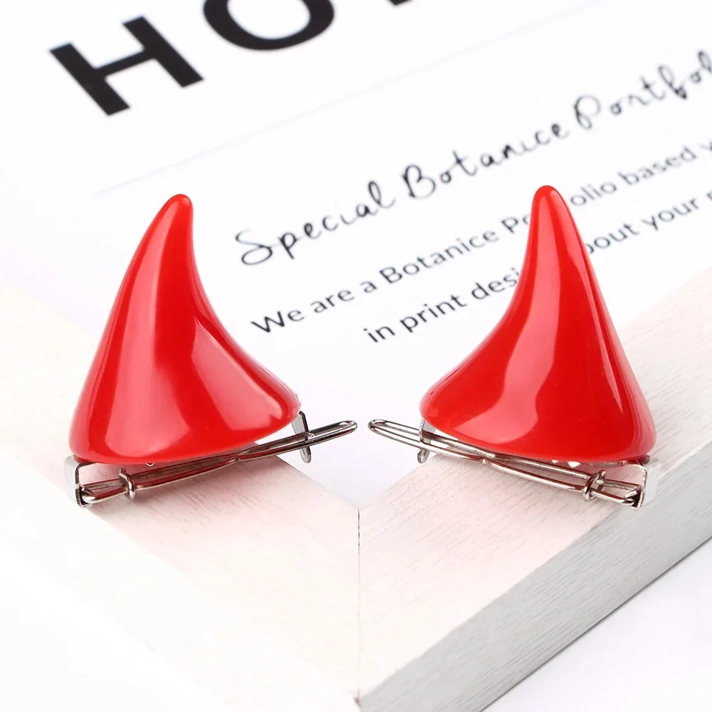 1 Pair Small Demon Horns Hairpins Game Valorant Hero Clove Cosplay Headwear Horns Halloween Party Props Black Red Demon Horns