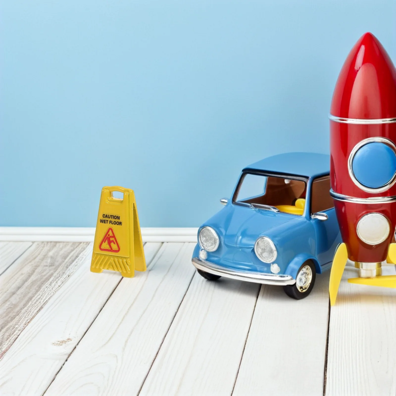 10 szt. Miniaturowe znaki ostrzegawcze, realistyczne znaki uwaga, ostrzeżenia na podłodze, akcesoria do zabaw o bezpieczeństwie, mini znaki ostrzegawcze.