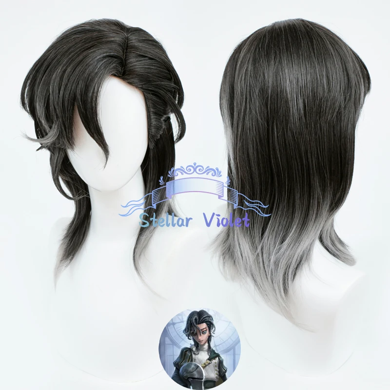 Knight Richard Sterling Cosplay Wig Heat Resistant Game Identity V Knight Cosplay Synthetic Wigs Gradient/Black White/Brown Wig