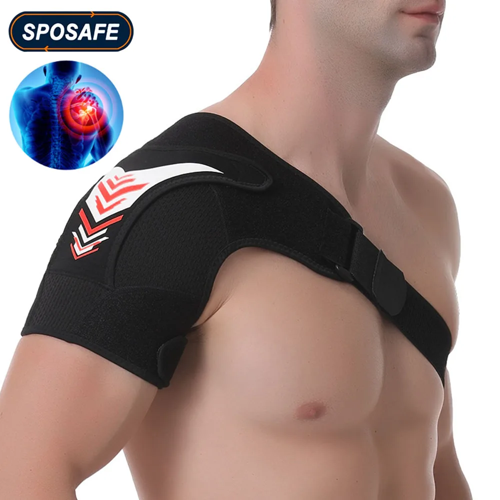 Adjustable Right Left Arm Shoulder Brace, Injury Recovery Strap with Pressure Pad - Men Women Gym Sports Relieve Shoulders Pain