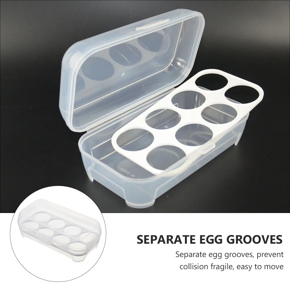 

2Pcs Refrigerator Egg Holder Storage Tray 8 Grid Crystal Clear Plastic Egg Storage Container Protects Fragile Eggs