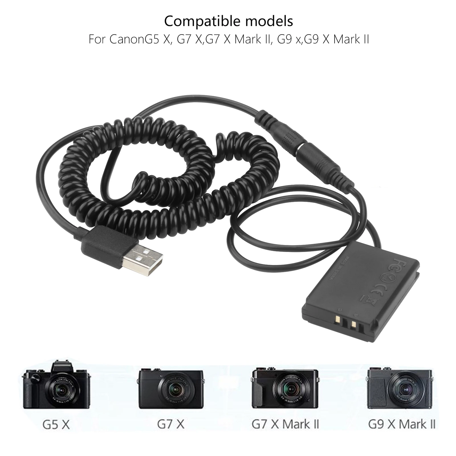 مقرنة DR-ge DC لكاميرا كانون ، USB إلى بطارية صميمية ، كابل طاقة ، 5 فولت ، مناسب لكانون G7X ، مارك II ، G1X ، G7X ، MII ، G5X ، G9X ، SX720 ، NB13L