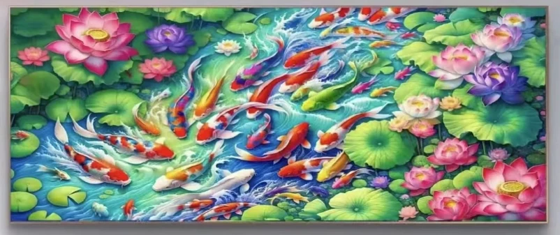 Lotus 11ct Printed Needlework,DIY Living Room Printed Cross Stitch,Sets For Embroidery Kit Full Cotton/Silk Threads