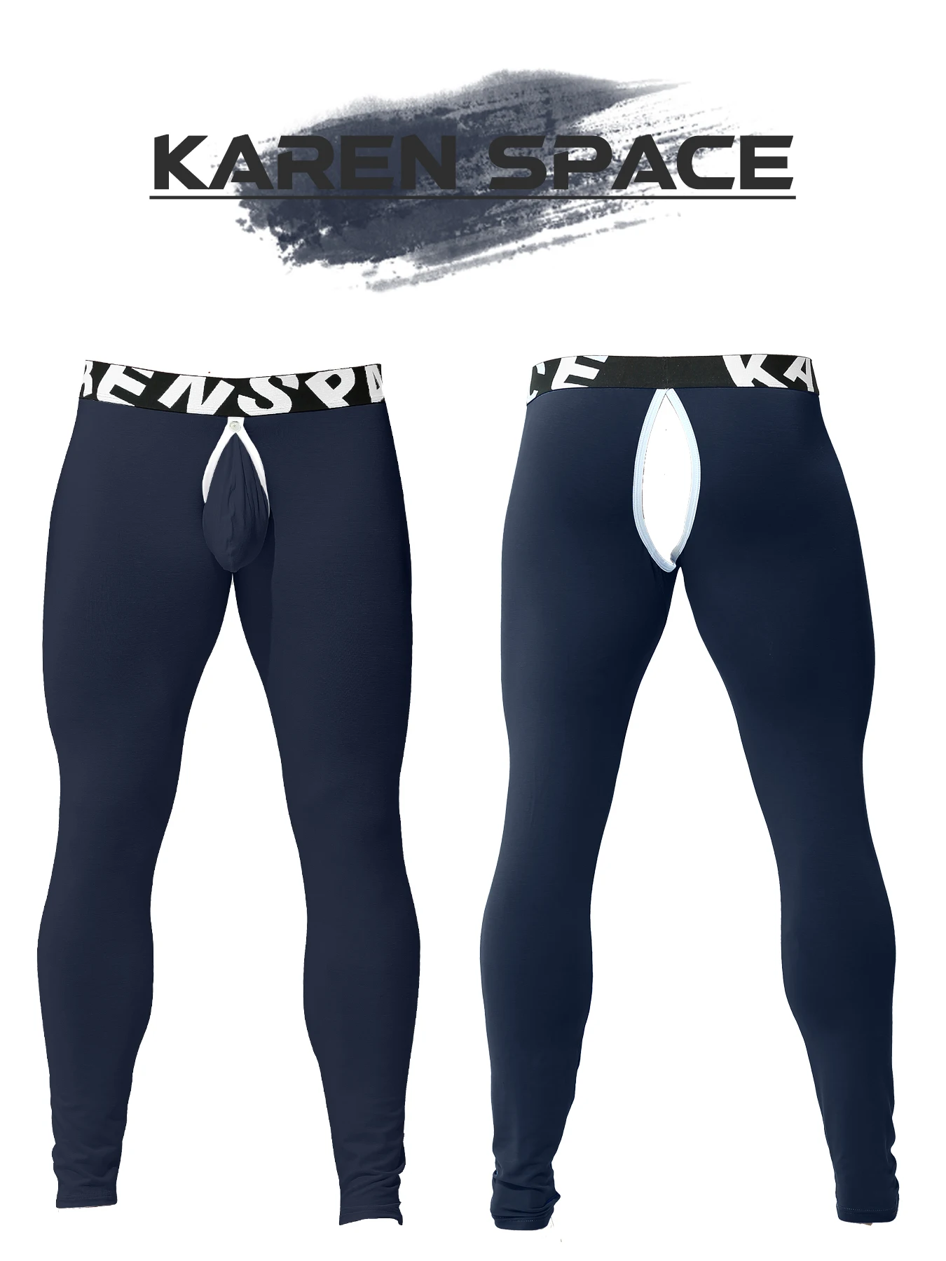 Men Thermal Underwear Winter Warm Long Johns Pants Sexy Open Crotch Butt Penis Pouch Backless Soft Legging Tights
