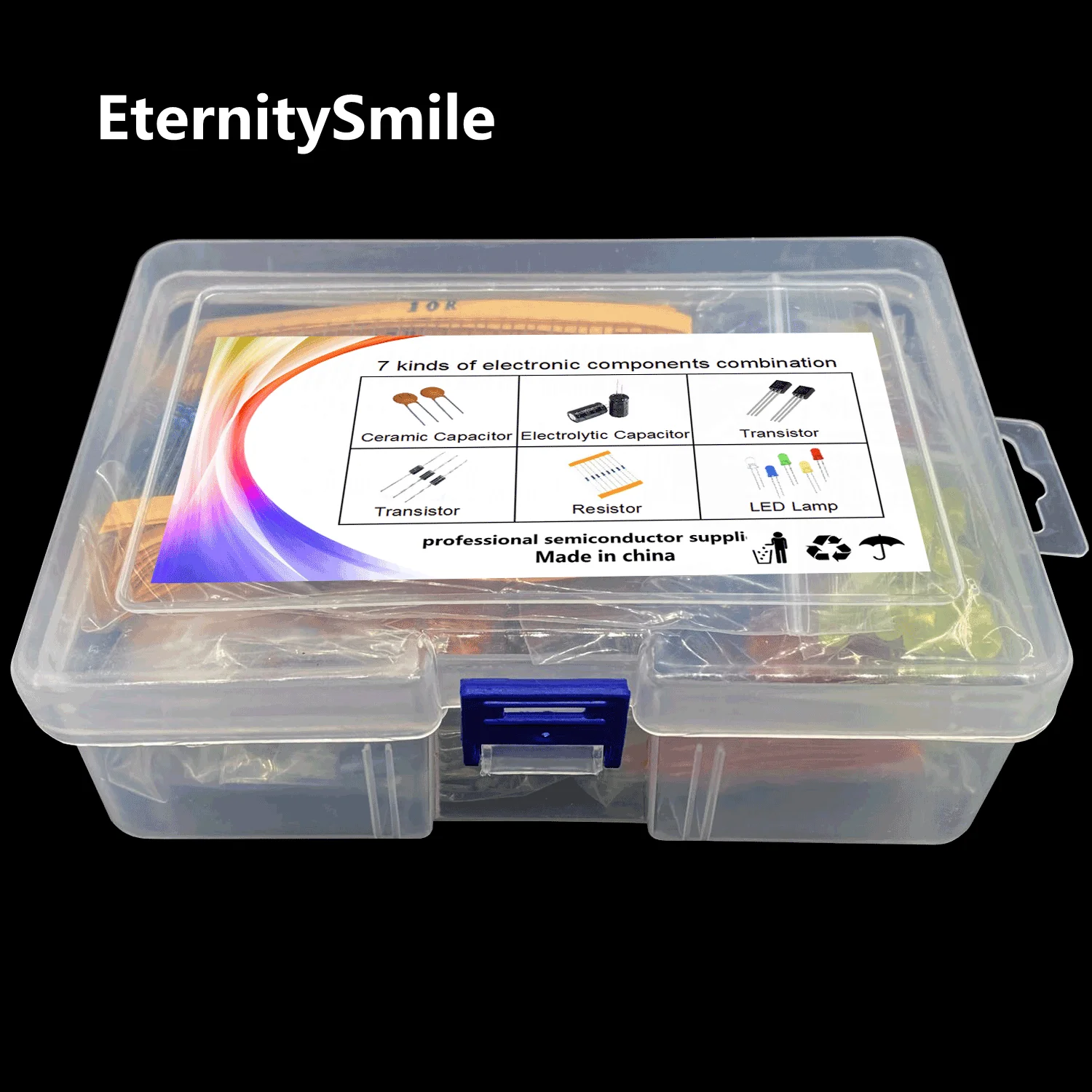 7 Value Components Big Kit 3/5MM LED Diodes and Triodes Ceramics Electrolytic Ceramics Capacitors Metal Film Resistors