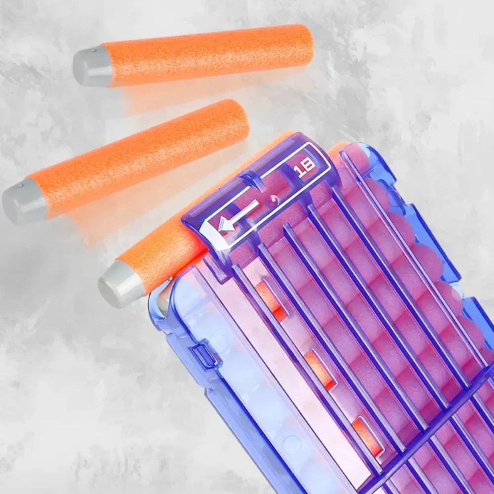 Nerf Magazine 용 18 오렌지 리로드 클립 Nerf Blaster 용 라운드 다트 교체 장난감 총 소프트 총알 클립