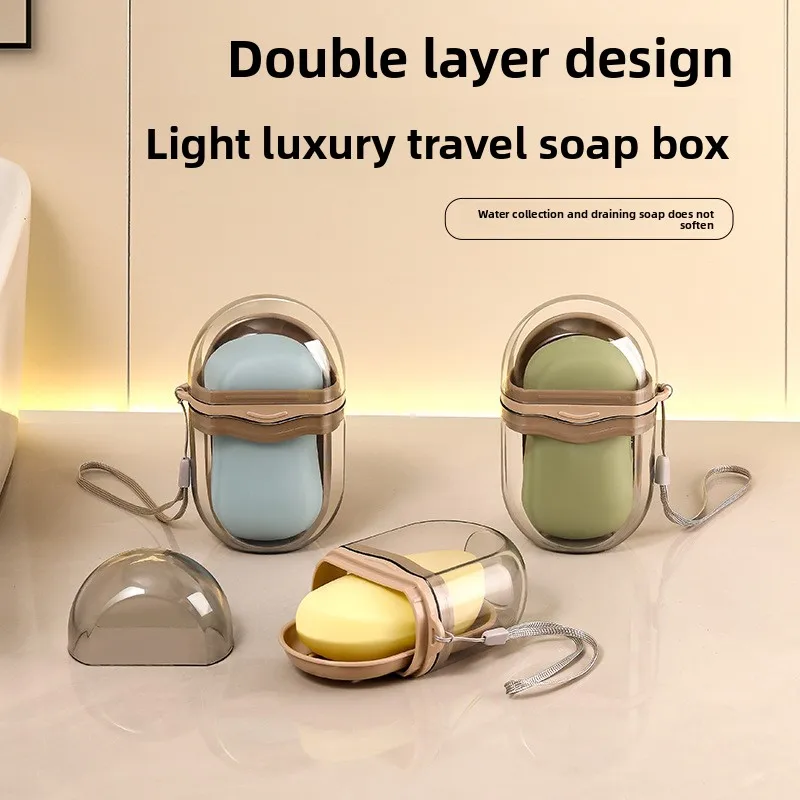 

Travel Soap Box, Sealed, Portable, with Lid, Draining Soap Box, High-end Soap Storage Box for Business Trips