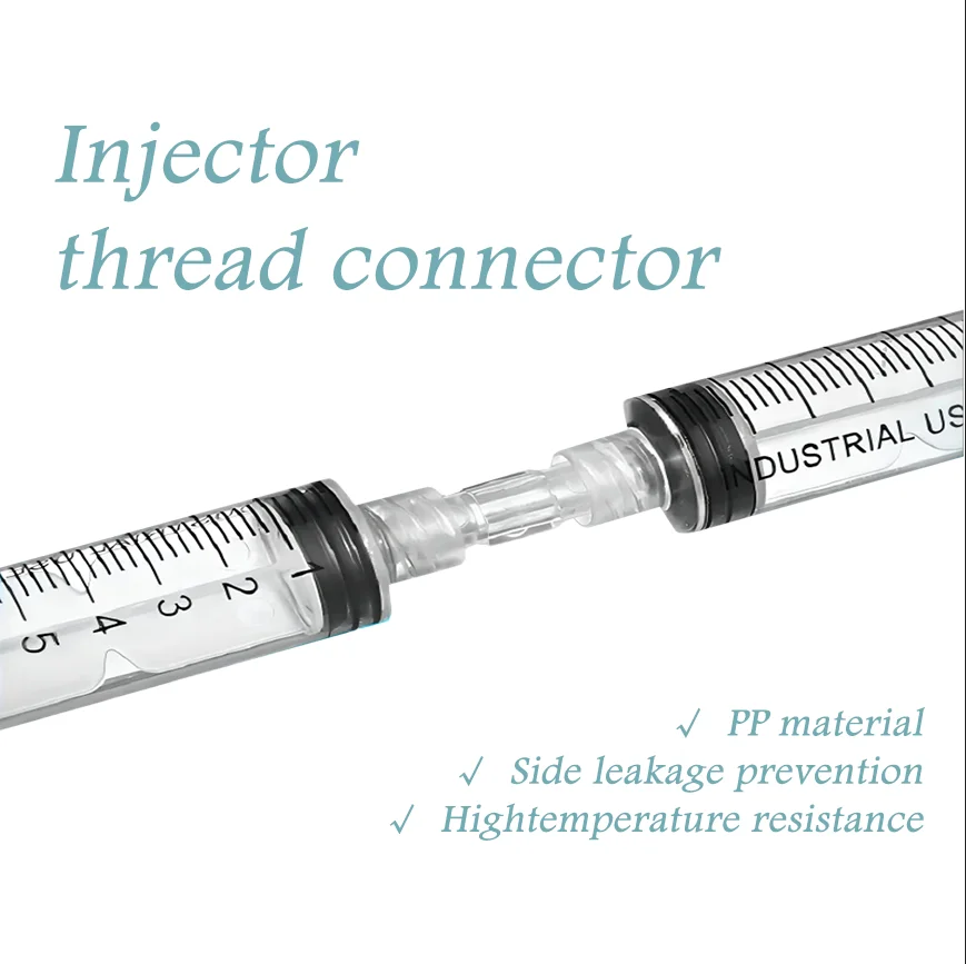 Leak Proof Double Helix Medical Sterile Luer Lock Adapter  Transparent Plastic Syringe Connector