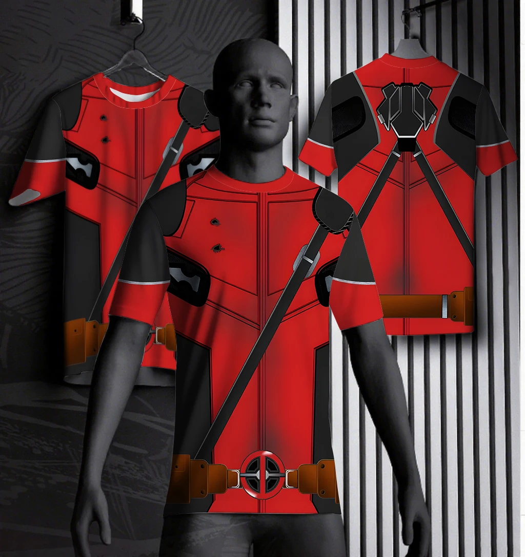 

Marvel Anime Deadpool X-Men Wolverine Slim Fit Role Playing T-shirt Summer Outdoor Sports Fitness Sportswear Short Sleeve