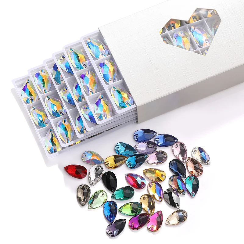 

Drop Rhinestone For Wholesale Box-Packed Teardrop crystal beeds for Sewing for Wedding Dress Bag Jewelry Making DIY for Crafts