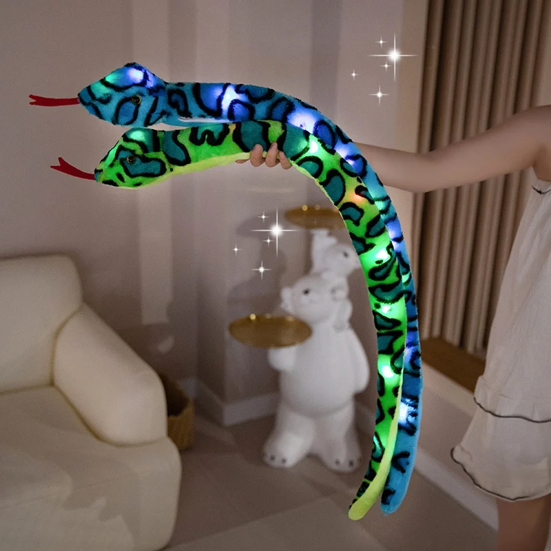 100cm Luminous Light Up Led Snake Plush Stuffed Animal Toy Colorful Glowing Christmas Scary Halloween Gift For Boyfriend