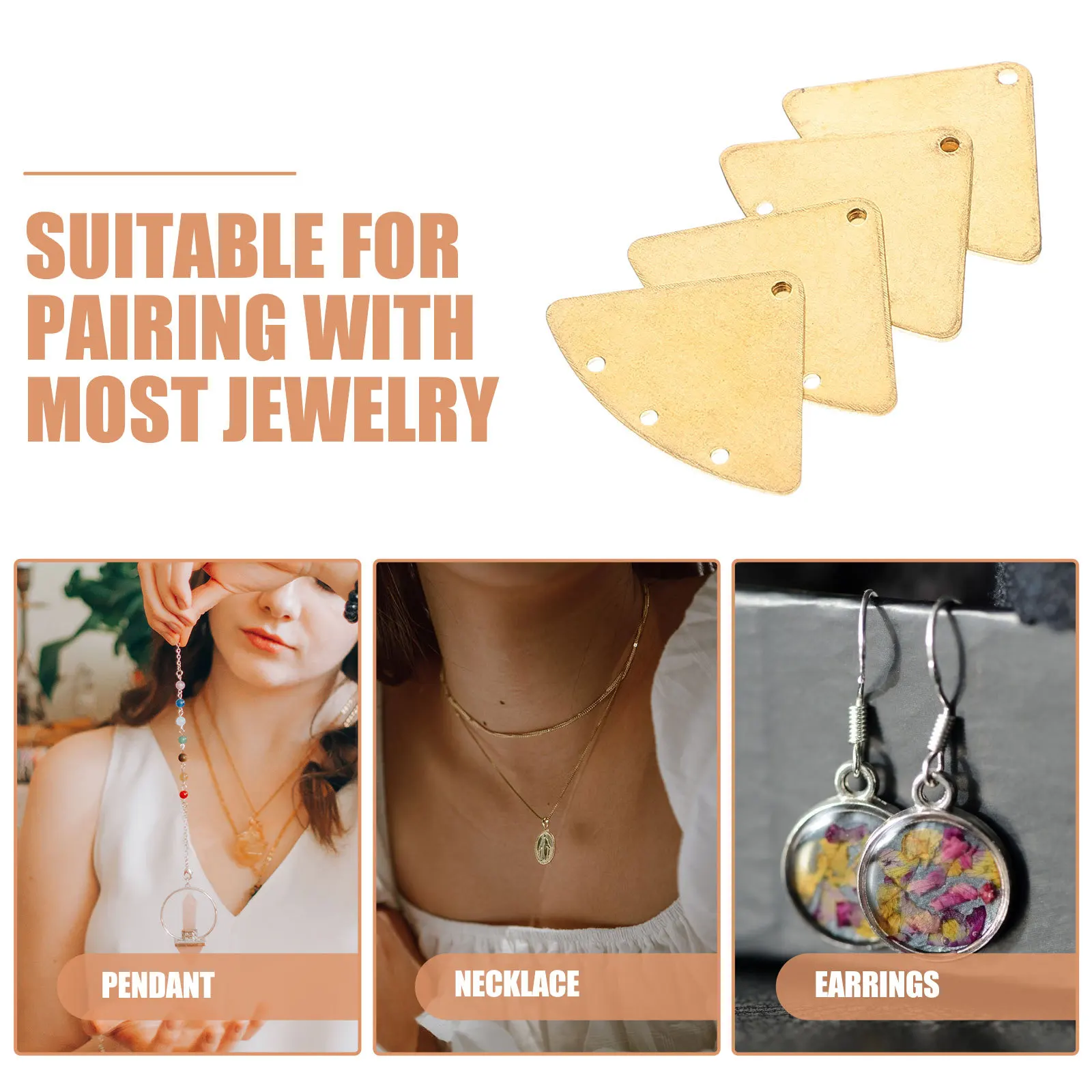 10 шт., медные треугольные подвески в форме веера, уникальные геометрические подвески для DIY ожерелья, браслета, сережек, изготовления ювелирных изделий