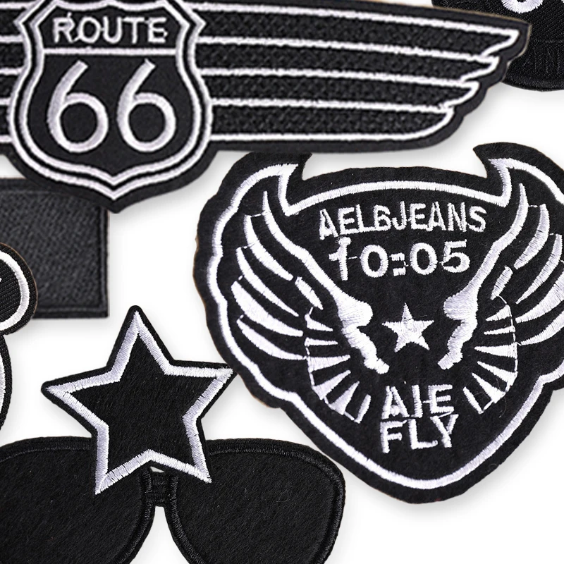 11 Stück schwarze Aufnäher zum Aufbügeln für Kleidung, bestickte Jacken-Patches, Jeans-Aufkleber, Set mit Buchstaben für Kinder, Rucksack, zum Aufnähen, Outdoor, DIY – Detail 5