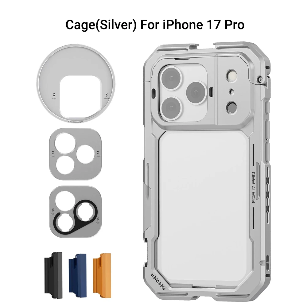 NEEWER Telefoon Cage Kit voor iPhone 17 Pro/Pro Max, Videorig Stabilisator Accessoires met 67mm Filterring, 17mm Lens Achterplaat