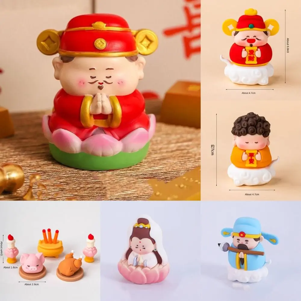 Cartoon God of Fortune Figurine Resin Good Fortune Creative Crafts Cute Buddha Chinese Tradition Myth Desktop Decoration Gift