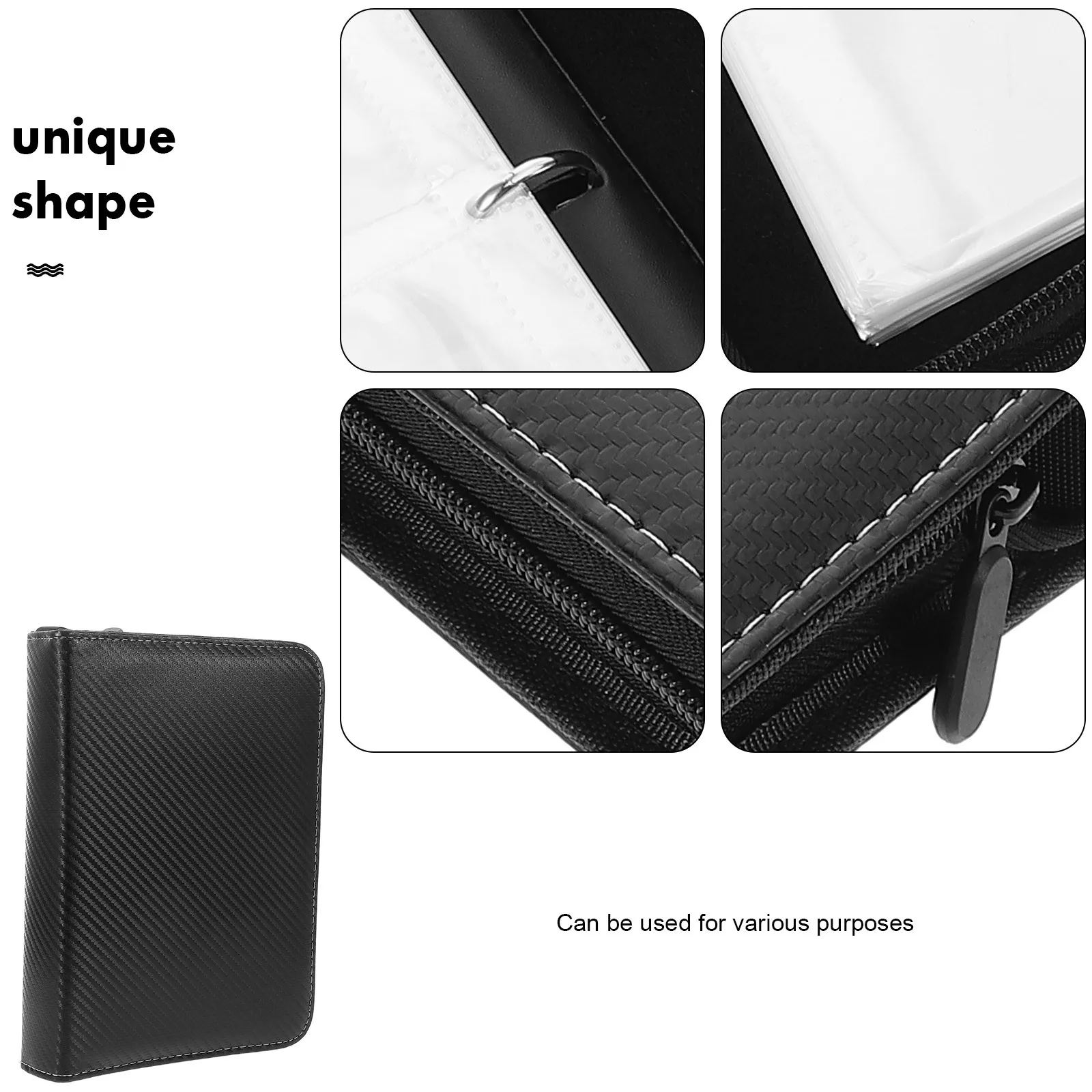 Card Holder For Trading Sports Cards Organizer Album Sleeves Multiple Pockets Zippered Closure Compact Design Pu Material