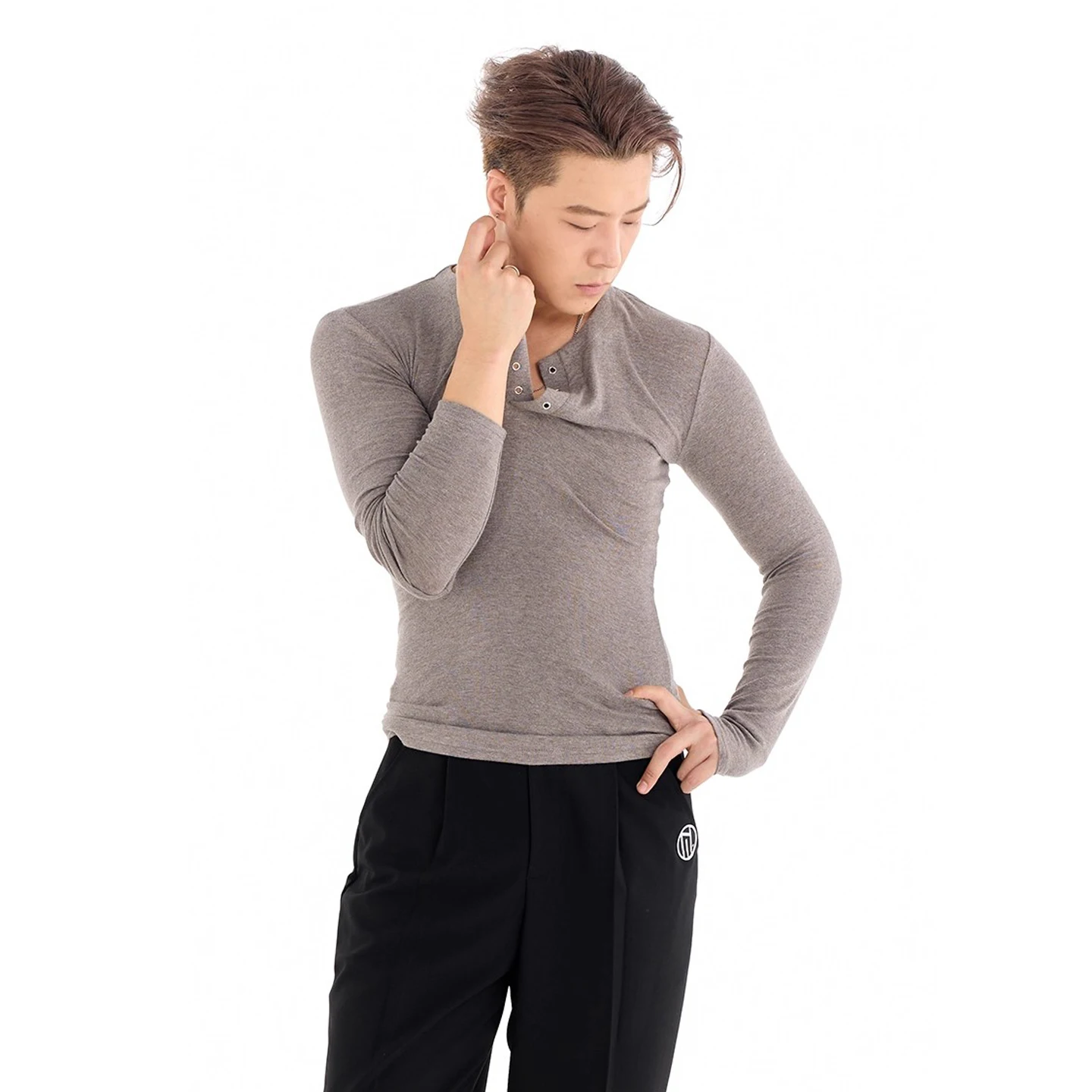 2025 inverno trajes de prática de dança latina para homens com decote em v topo samba chacha moderna dança wear roupas de treinamento de dança latina dn22013