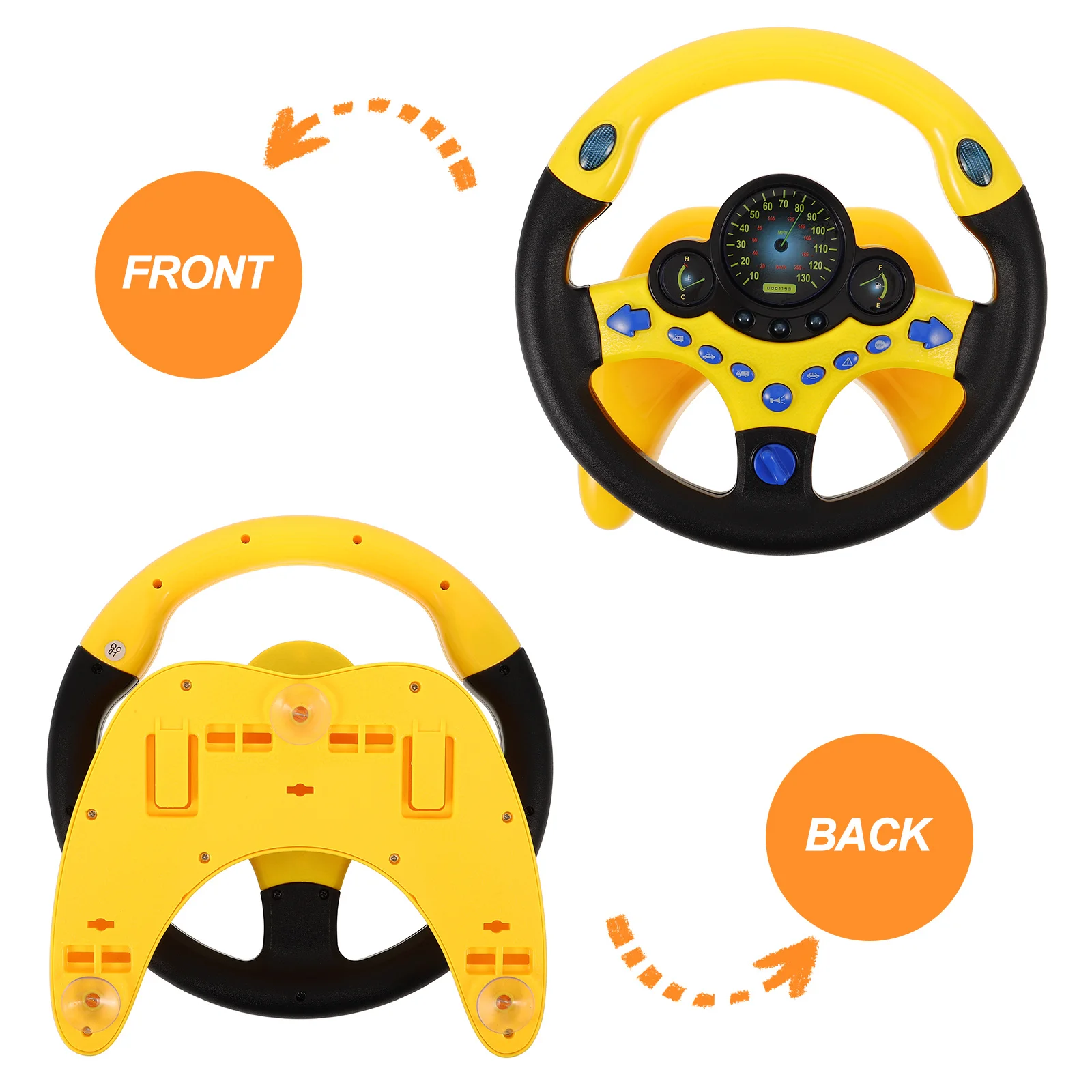 Steering Wheel For ° Rotation Secure Suction Base Built-In Music Comfortable Play Durable Playground Game