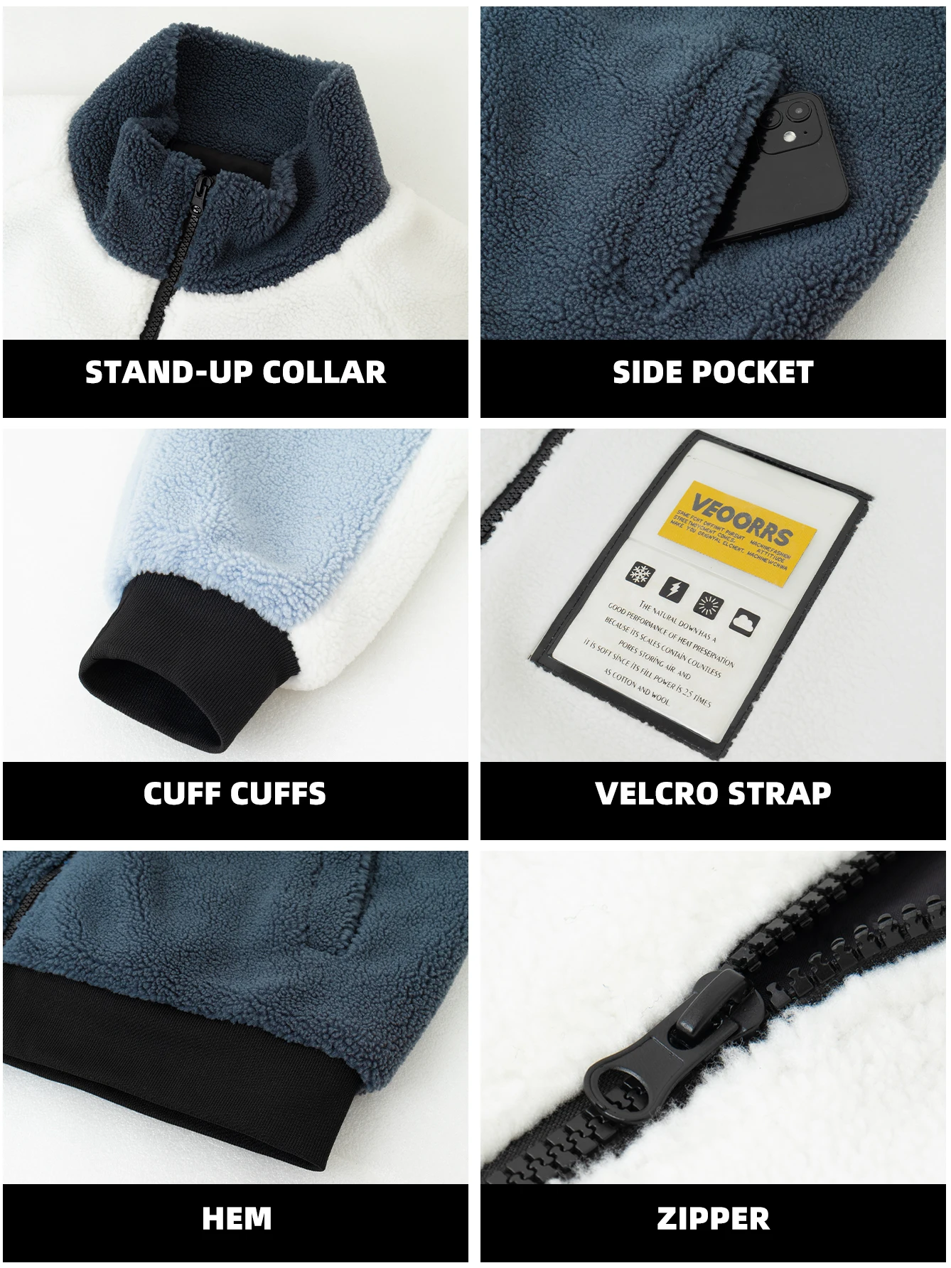 Women's Colour Block Fleece Jacket Fuzzy Sherpa Lining Cozy Full-Zip Stand Collar Thick Warm Fall Winter Outerwear