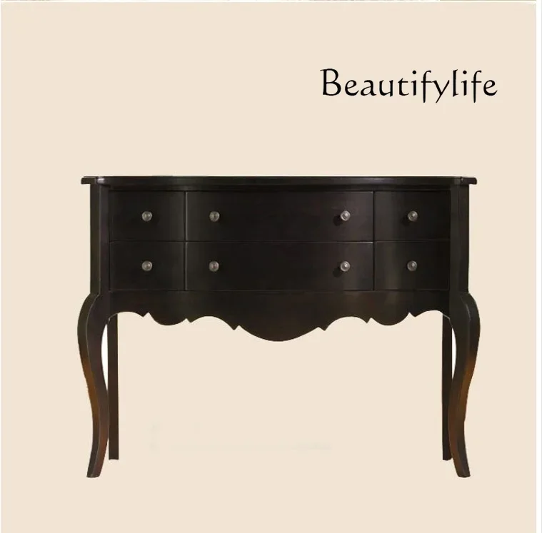 

American solid wood European retro old entrance table neoclassical living room entrance table decorative foyer cabinet