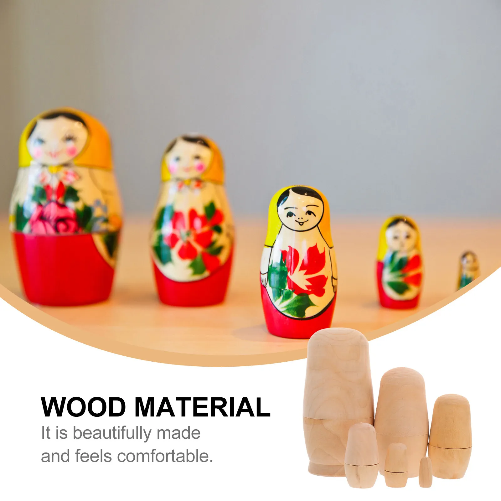 

1Set Wood Russian Nesting Blank Semifinished Set DIY Painting Base Bedroom Office Gift Blank Set Painting Base
