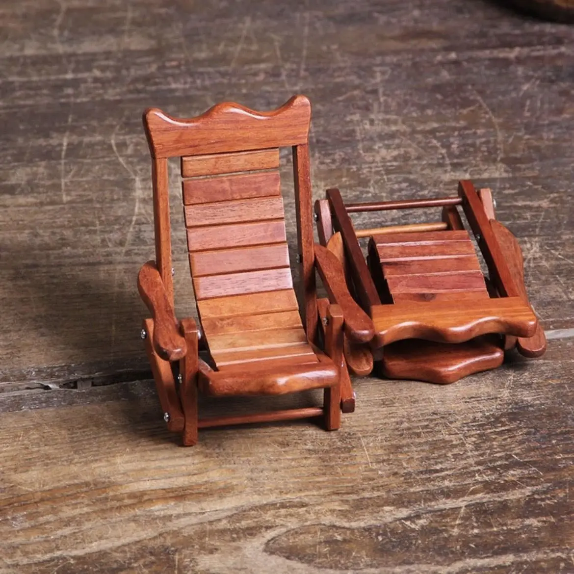 حامل هاتف مصنوع يدويًا من خشب الورد، منظم سطح المكتب قابل للطي، كرسي صغير بتصميم حرفي من الخشب الصلب لتزيين المكاتب المنزلية