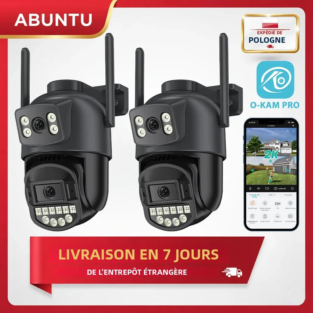 1/2 caméras de sécurité Wifi 10MP 5K HD à double objectif et double écran, vision nocturne, 2.4G/5G, caméra de surveillance extérieure 4K, application O-KAM PRO