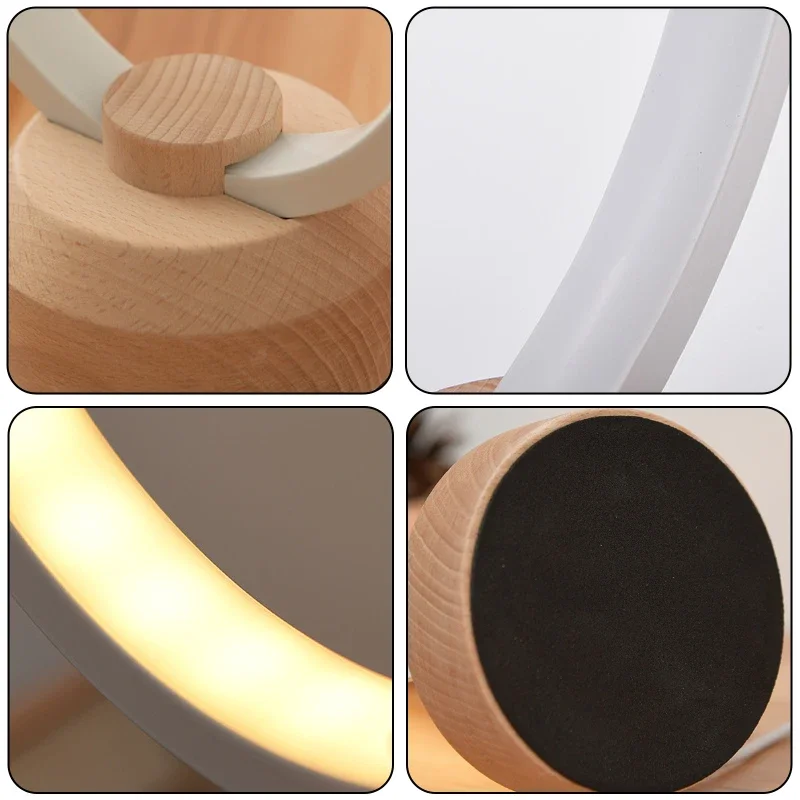 Alumínio cabeceira Table Lamp, Quarto, Cabeceira Decor, Desk Lights, Branco, USB Ring, Leitura LED Night Light, Estilo moderno