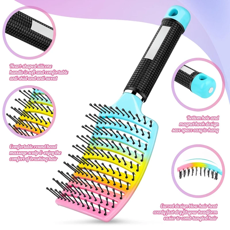 Escova mágica de derelant, escova popbrush de cabelo de nylon, escova desembaraçadora, pente de massagem para couro cabeludo, escova pop, ferramenta de estilo de cabeleireiro