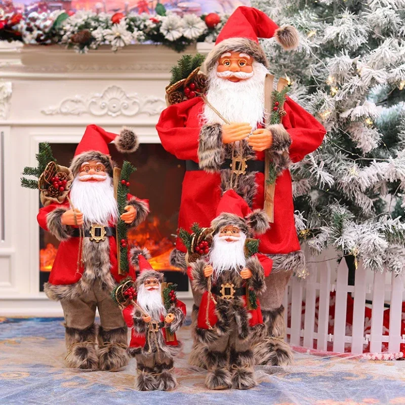 

90/60cm Big Size Christmas Red Dolls Santa Claus Toys Christmas Gift for Kid Red Xmas Tree Ornament Decor Xmas Decor Figurines