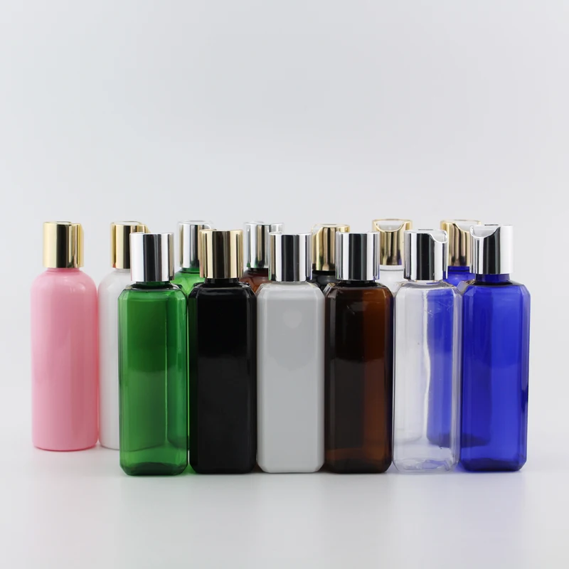 

50pcs 100ml Empty Plastic Bottles With Gold Silver Press Cap Travel Size Cosmetic Shampoo Bottle Skin Care Tools Personal Care