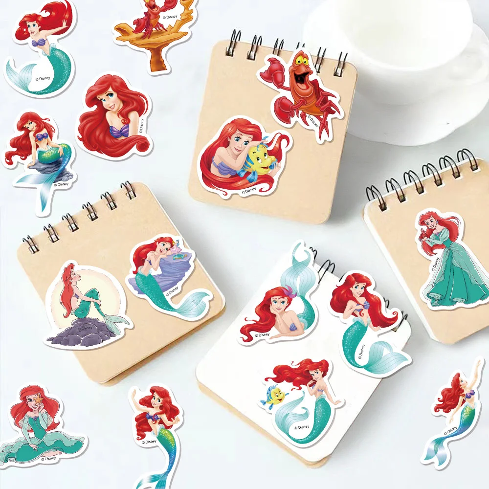 Autocollants série sirène Disney, 50 pièces, Graffiti de dessin animé, adaptés aux albums, ordinateurs portables, téléphones portables, jouets, cadeaux