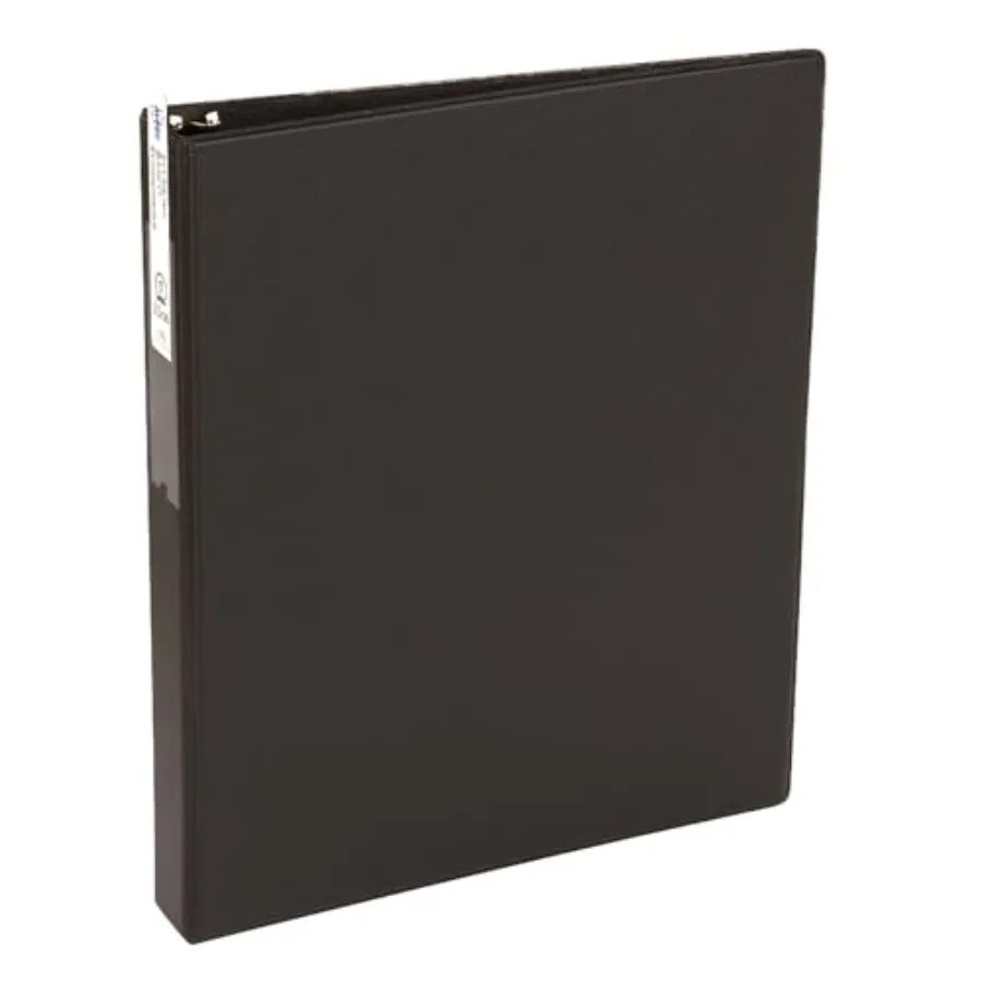

Standard 3 Ring Binder, Label Holder, 1" Round Rings, 175-Sheet Capacity, 1.4 Inch Wide Spine, 1 Black Binder, Ideal for Lightw