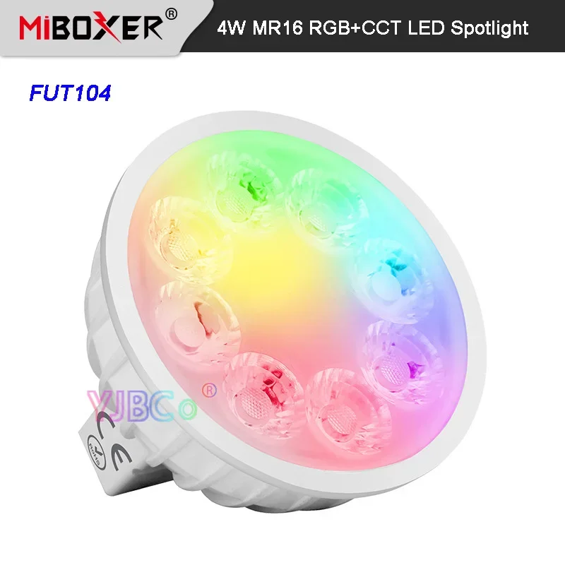 

Miboxer 4W MR16 RGB+CCT LED Spotlight 12V AC/DC12V FUT104 RGBCCT Indoor bulb Lamp Milight 2.4G RF Remote Controller Control