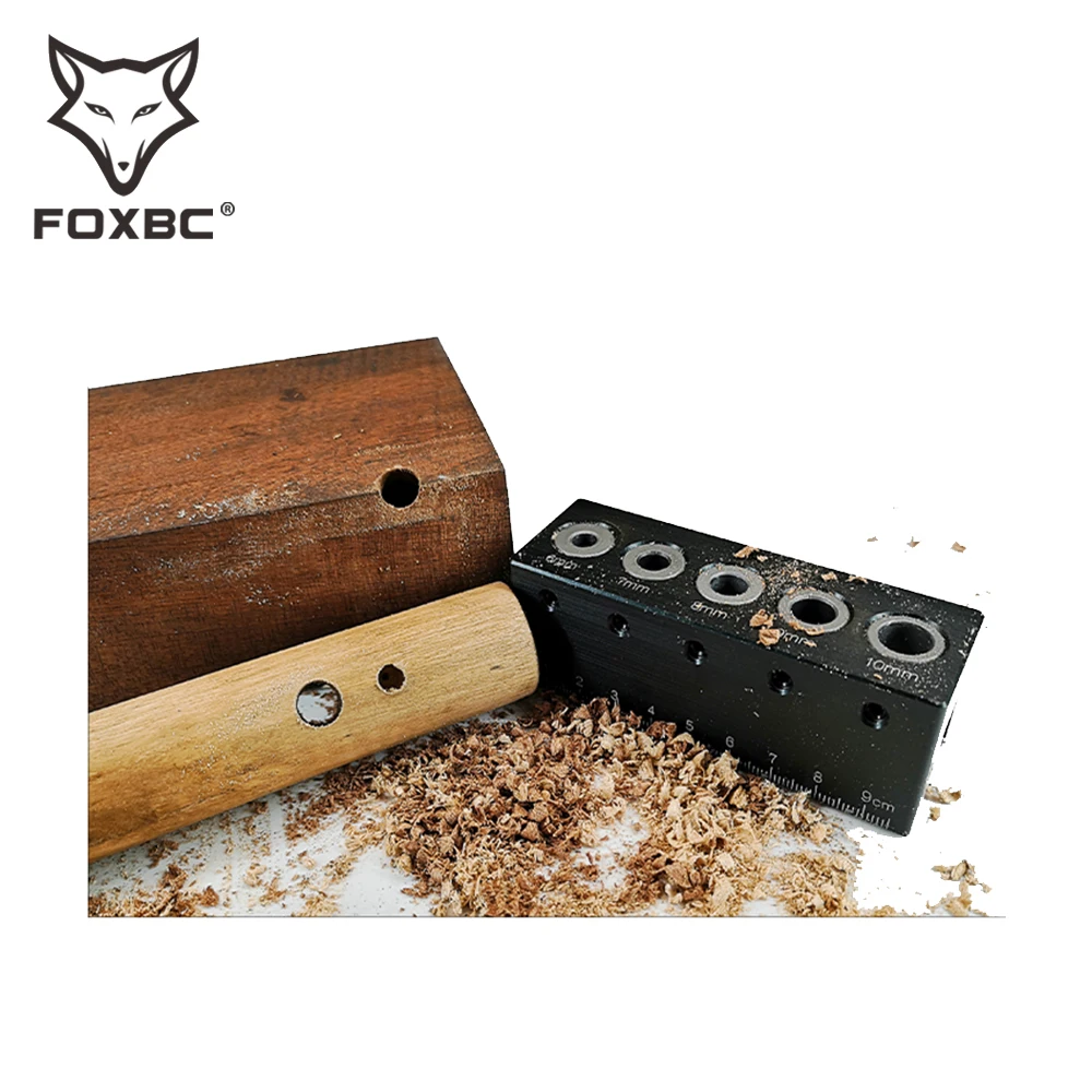 FOXBC lavorazione del legno tubo tondo punzonatrice localizzatore guida angolare a 90 gradi guida per trapano in lega di alluminio carpenteria