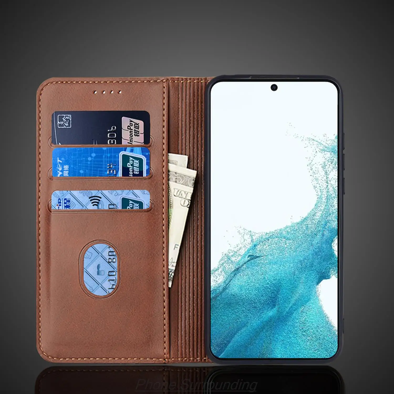 Magnetic Attraction Cover Leather Case for Samsung Galaxy S22 S 22 5G Flip Cover Case Card Holder Wallet Case Fundas Coque image 5