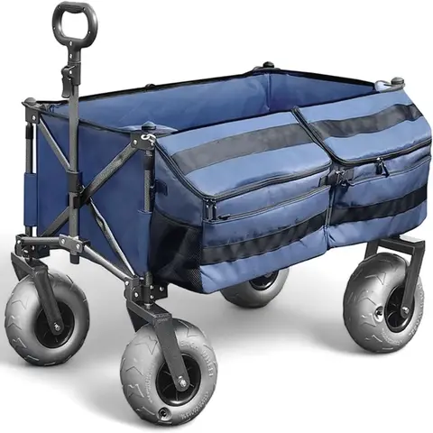 Balloon Wheels Beach Folding Camping  Wagon Collapsible Wagon Cart With Balloon Wheels Camping Trolley Foldable Beach Wagon Cart