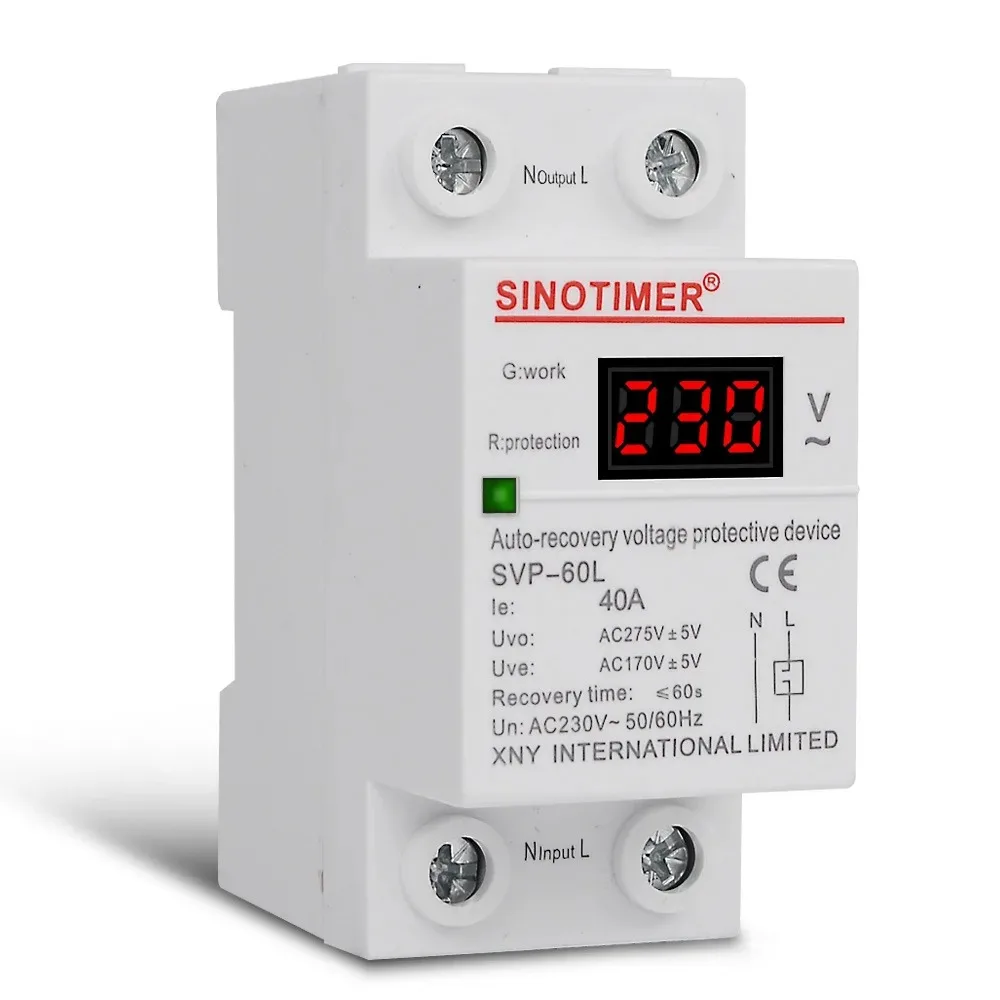 SVP-60L single-phase self-resetting intelligent undervoltage protector LED digital display delay automatic reset household 220V