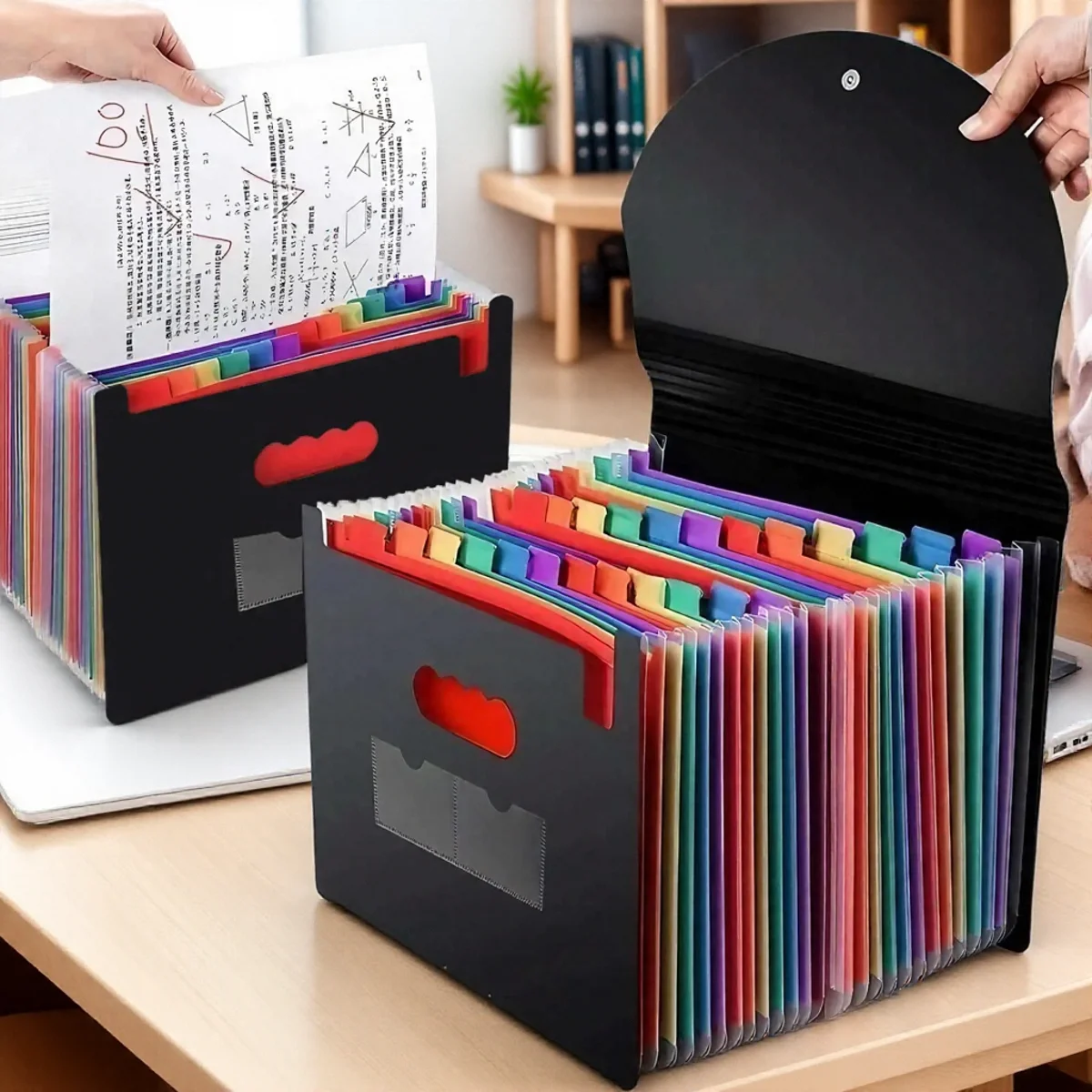 

STONEGO Accordion File Organizer 13/25 Grid Three-Side Sealed Flap Folder Durable Waterproof Office Document Storage Bag