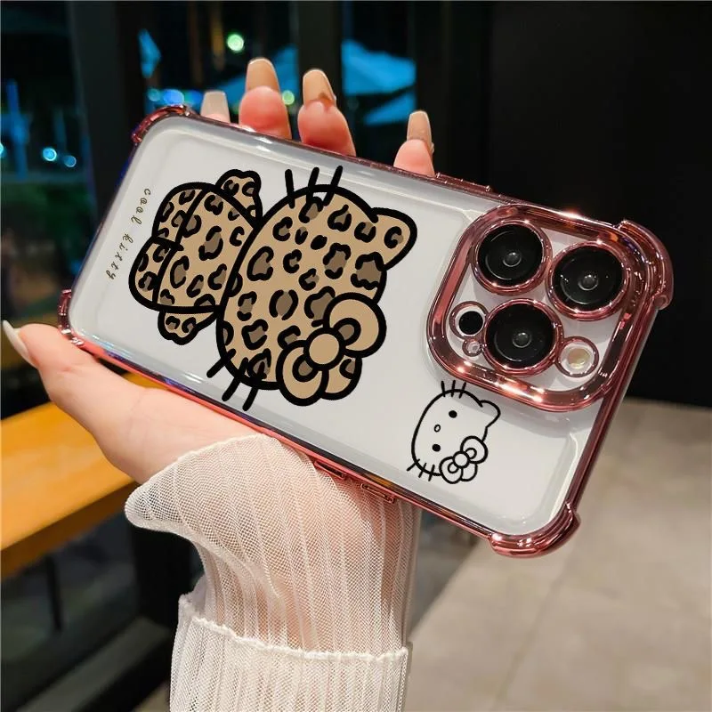 Luxury Sanrios Hello-Kittys Plating Case For Samsung A73 A55 A54 A53 A35 A33 A34 A25 A24 A23 A16 A15 A14 A06 A05 A045G Anti-Fall