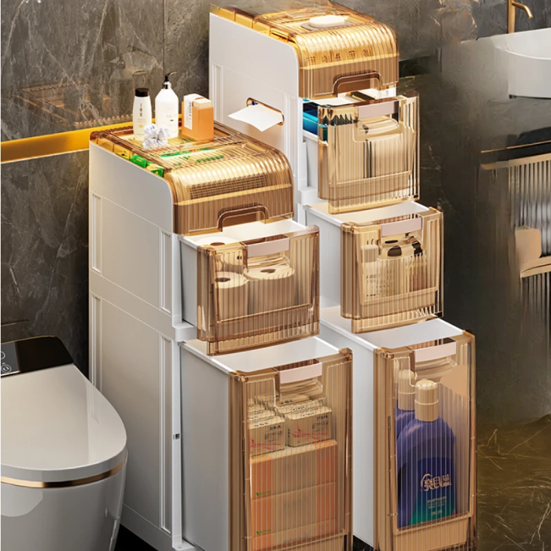 

Toilet rack Bathroom crevice storage cabinet Waterproof drawer type household toilet Narrow gap side locker