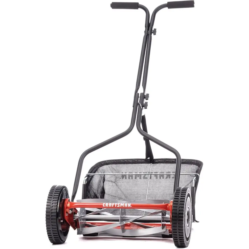 

14-Inch 5-Blade Push Mower with Grass Catcher, Red