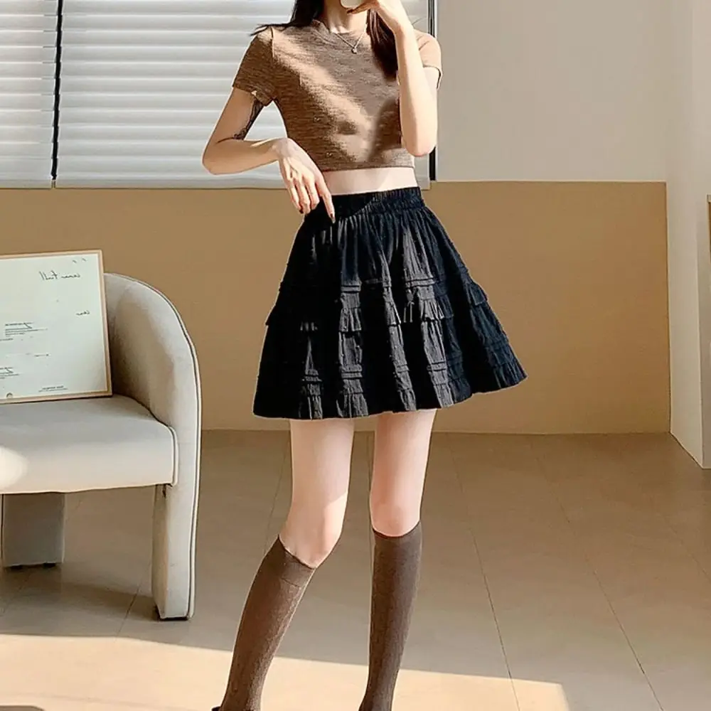 Fashion Dots Shorts Mini Skirt Short Tiered Pleated Mini Skirts A-line Harajuku High Waist Cake Skirt Girl Preppy