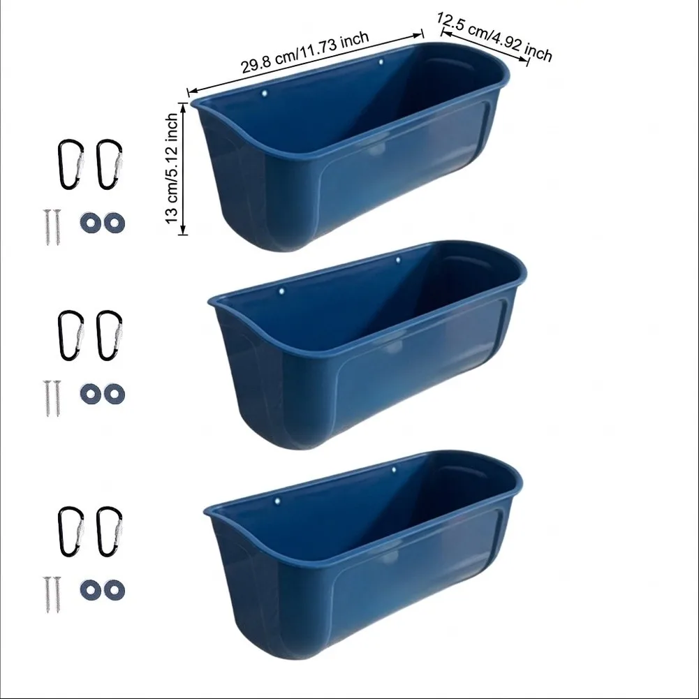 Plastic Hanging Feeding Troughs 3pcs for Chickens Ducks Geese and Goats Elevated Design to Support Efficient Feeding Routine
