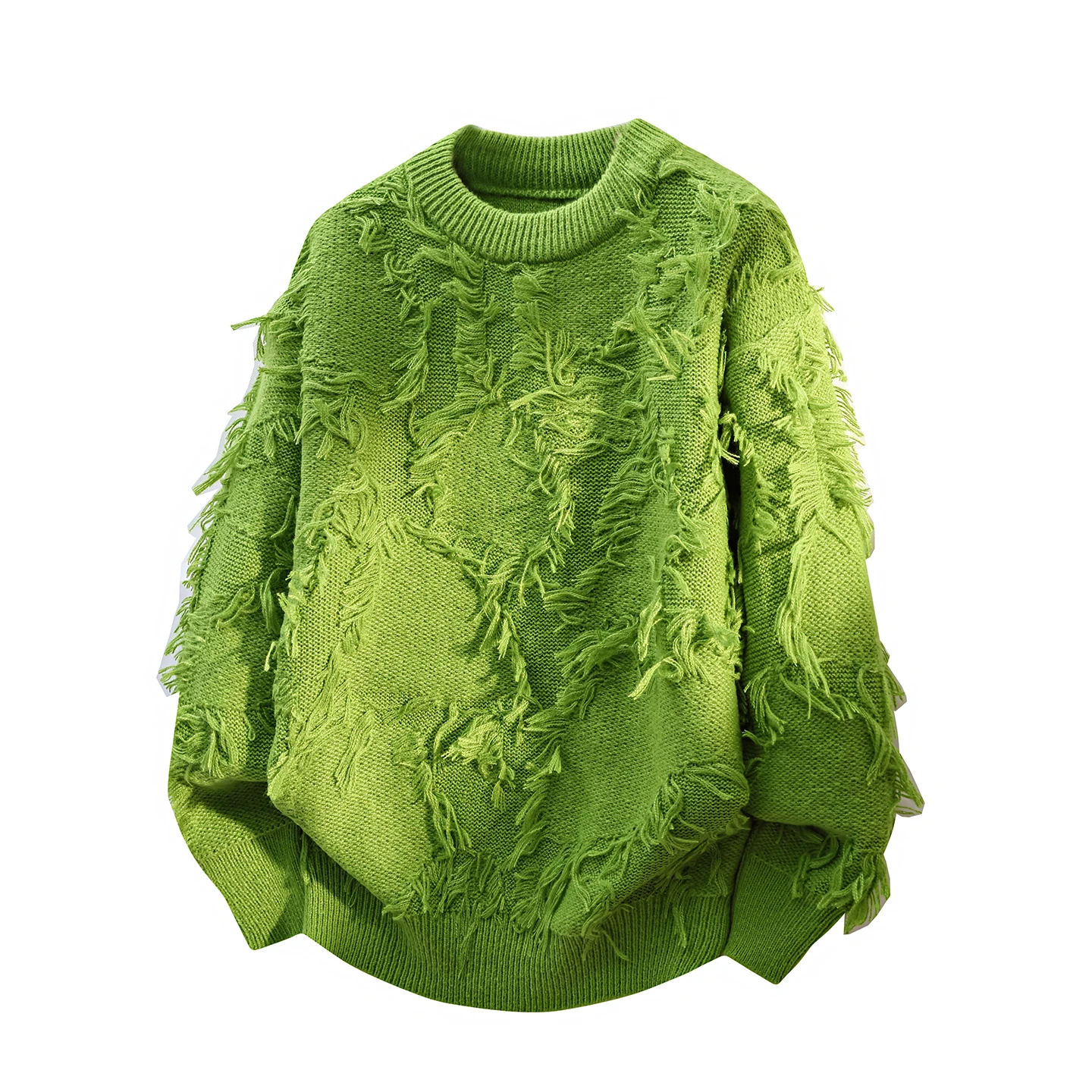 

Мужской вязаный свитер с круглым вырезом, толстый, теплый, с бахромой, зимний, модный, повседневный, свободного кроя, с длинным рукавом, базовый цвет