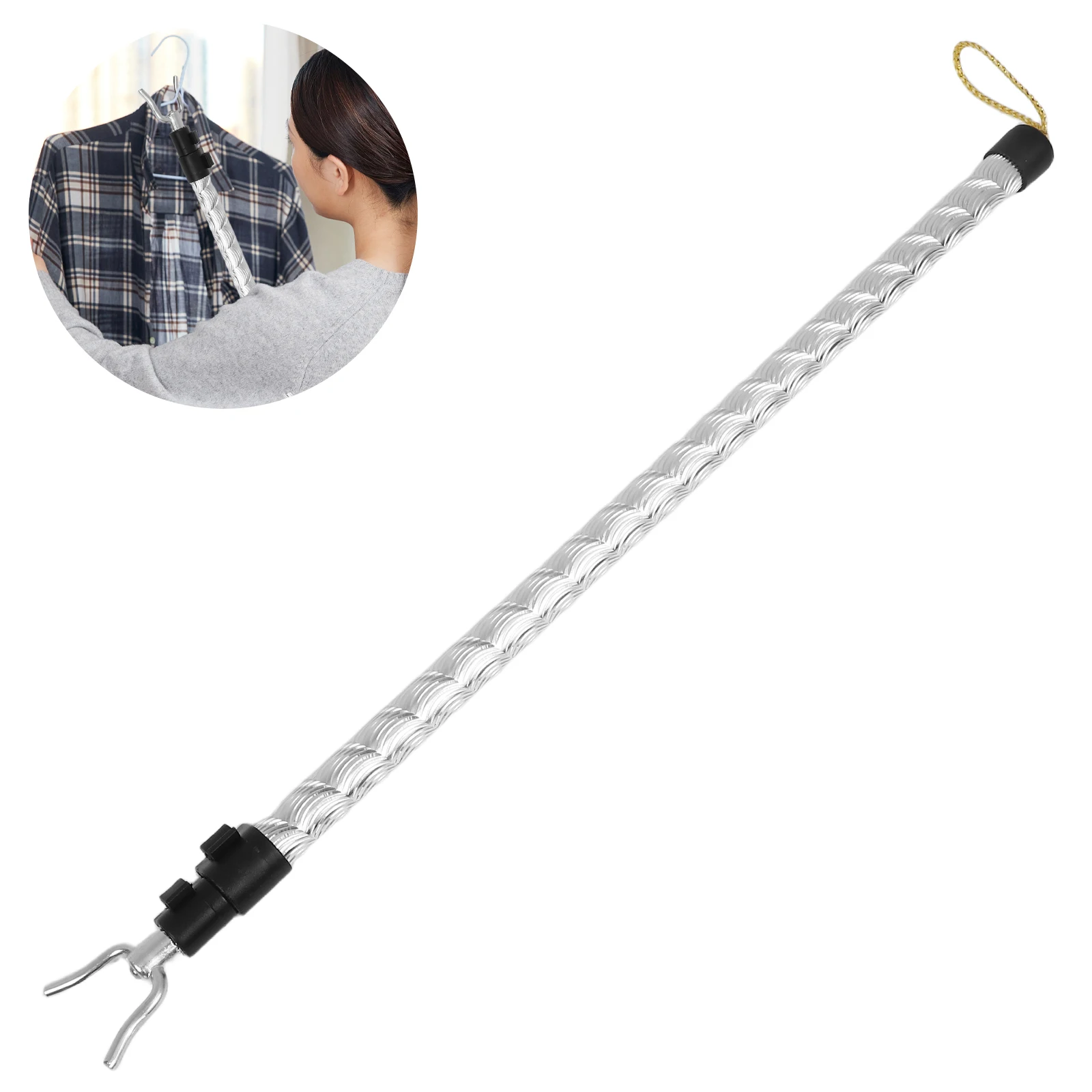 

Telescopic Clothes Rail Adjustable Aluminum Alloy Fork Clothesline Rod Retractable Wardrobe Drying Pole Home Hardware