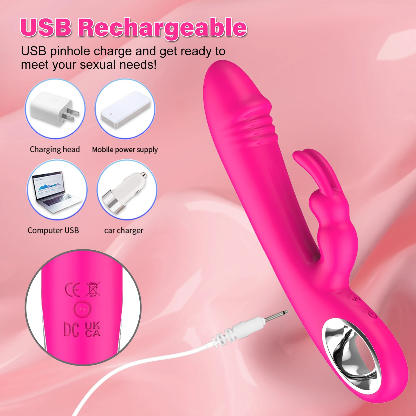 Rabbit Vibrator for Women Vaginal Clit Stimulator Anal Plug Dildo Vibrating Wand Female Masturbation Massager Sex Toys for Adult